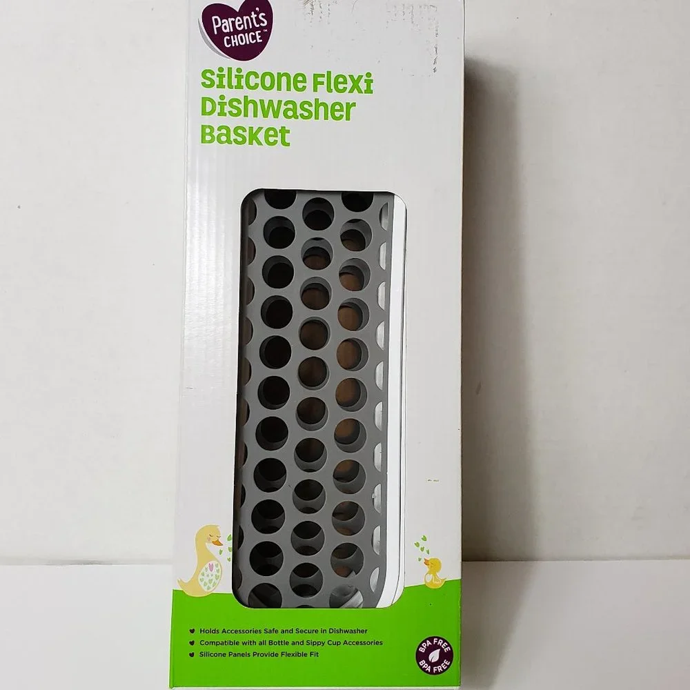 Parent's Choice Silicone Flexi Dishwasher Basket Sippy Cups Baby Bottles New